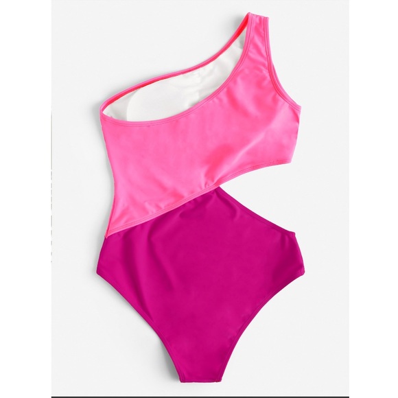 HP🎉🆕 Hot Pink One Shoulder One Piece Swimsuit - Picture 3 of 4